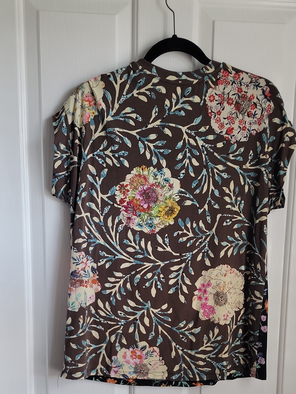 Johnny Was Black Floral Short Sleeve Women’s Top Shirt Colorful Small S - Picture 4 of 6